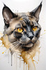 Abstract Art of a Burmese Cat with Golden Eyes and Sable Coat