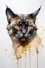 Abstract Art of a Burmese Cat with Golden Eyes and Sable Coat