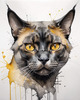Abstract Art of a Burmese Cat with Golden Eyes and Sable Coat