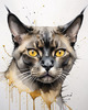 Abstract Art of a Burmese Cat with Golden Eyes and Sable Coat