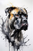 Abstract Sketchy Illustration of a Cane Corso's Face