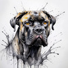 Abstract Sketchy Illustration of a Cane Corso's Face