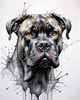Abstract Sketchy Illustration of a Cane Corso's Face