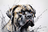 Abstract Sketchy Illustration of a Cane Corso's Face