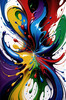 Abstract Color Field Painting of Harmonious Color Exploration