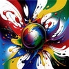 Abstract Color Field Painting of Harmonious Color Exploration