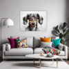 Abstract Dachshund Artwork Living Room Demo