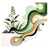 Abstract Floral Symphony Botanical Nature Art Print
