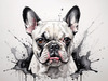 Sketchy Abstract Art of French Bulldog Face with Expressive Eyes