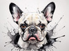 Sketchy Abstract Art of French Bulldog Face with Expressive Eyes