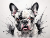 Sketchy Abstract Art of French Bulldog Face with Expressive Eyes