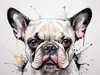 Sketchy Abstract Art of French Bulldog Face with Expressive Eyes