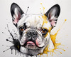 Sketchy Abstract Art of French Bulldog Face with Expressive Eyes