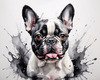 Sketchy Abstract Art of French Bulldog Face with Expressive Eyes