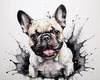 Sketchy Abstract Art of French Bulldog Face with Expressive Eyes