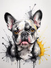 Sketchy Abstract Art of French Bulldog Face with Expressive Eyes