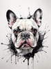 Sketchy Abstract Art of French Bulldog Face with Expressive Eyes