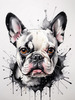 Sketchy Abstract Art of French Bulldog Face with Expressive Eyes