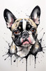 Sketchy Abstract Art of French Bulldog Face with Expressive Eyes