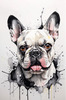 Sketchy Abstract Art of French Bulldog Face with Expressive Eyes
