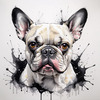 Sketchy Abstract Art of French Bulldog Face with Expressive Eyes