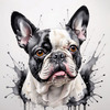 Sketchy Abstract Art of French Bulldog Face with Expressive Eyes
