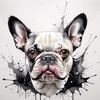 Sketchy Abstract Art of French Bulldog Face with Expressive Eyes