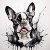 Sketchy Abstract Art of French Bulldog Face with Expressive Eyes