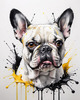 Sketchy Abstract Art of French Bulldog Face with Expressive Eyes