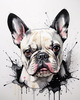 Sketchy Abstract Art of French Bulldog Face with Expressive Eyes