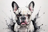 Sketchy Abstract Art of French Bulldog Face with Expressive Eyes