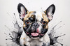 Sketchy Abstract Art of French Bulldog Face with Expressive Eyes