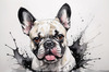 Sketchy Abstract Art of French Bulldog Face with Expressive Eyes
