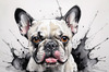 Sketchy Abstract Art of French Bulldog Face with Expressive Eyes