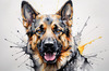 Abstract Sketch of German Shepherd's Intelligent Eyes and Strong Features