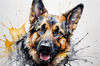 Abstract Sketch of German Shepherd's Intelligent Eyes and Strong Features