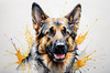 Abstract Sketch of German Shepherd's Intelligent Eyes and Strong Features