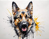 Abstract Sketch of German Shepherd's Intelligent Eyes and Strong Features