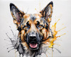 Abstract Sketch of German Shepherd's Intelligent Eyes and Strong Features