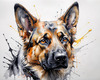 Abstract Sketch of German Shepherd's Intelligent Eyes and Strong Features