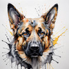 Abstract Sketch of German Shepherd's Intelligent Eyes and Strong Features