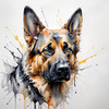 Abstract Sketch of German Shepherd's Intelligent Eyes and Strong Features