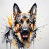 Abstract Sketch of German Shepherd's Intelligent Eyes and Strong Features