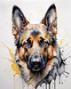 Abstract Sketch of German Shepherd's Intelligent Eyes and Strong Features