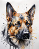 Abstract Sketch of German Shepherd's Intelligent Eyes and Strong Features