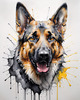 Abstract Sketch of German Shepherd's Intelligent Eyes and Strong Features