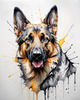 Abstract Sketch of German Shepherd's Intelligent Eyes and Strong Features