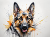 Abstract Sketch of German Shepherd's Intelligent Eyes and Strong Features