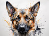 Abstract Sketch of German Shepherd's Intelligent Eyes and Strong Features