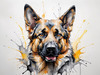 Abstract Sketch of German Shepherd's Intelligent Eyes and Strong Features